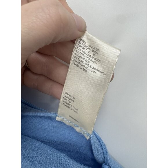 Free People Pleated Wide Leg Flowy Pants Women 8 Blue Preppy Feminine High Rise - Picture 5 of 8